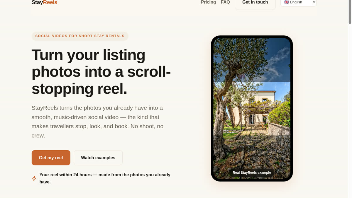 StayReels — live merk gebouwd door ons team